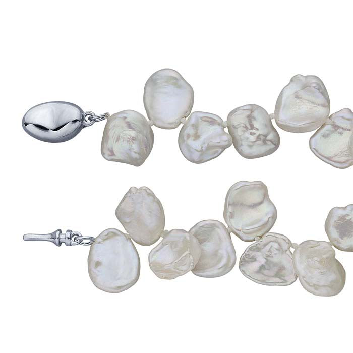 Natural 6mm White Long-Drilled Keshi Pearl Bracelet