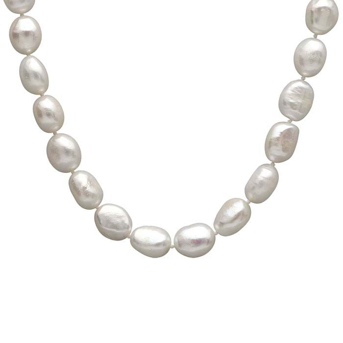 Cultured 10mm White Baroque Pearl Necklace