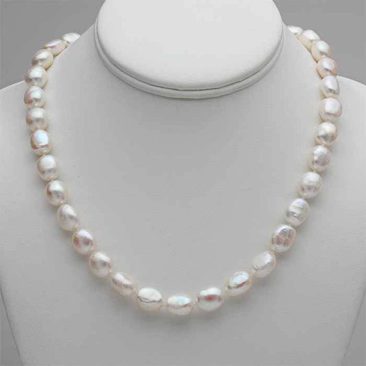 Cultured 10mm White Baroque Pearl Necklace