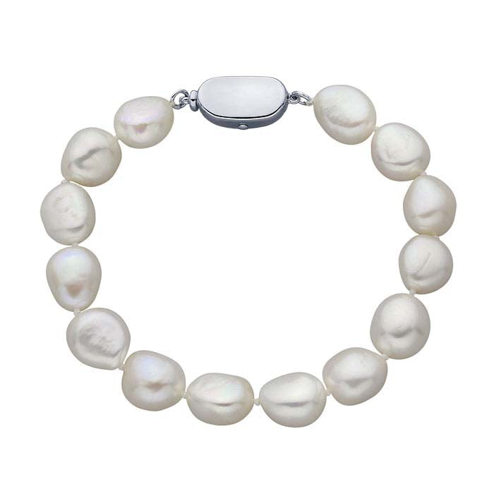 Natural 10mm White Baroque Pearl Bracelet