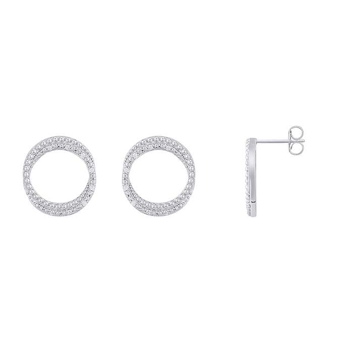 Lab-Grown Diamond-Set Circle Post Earrings