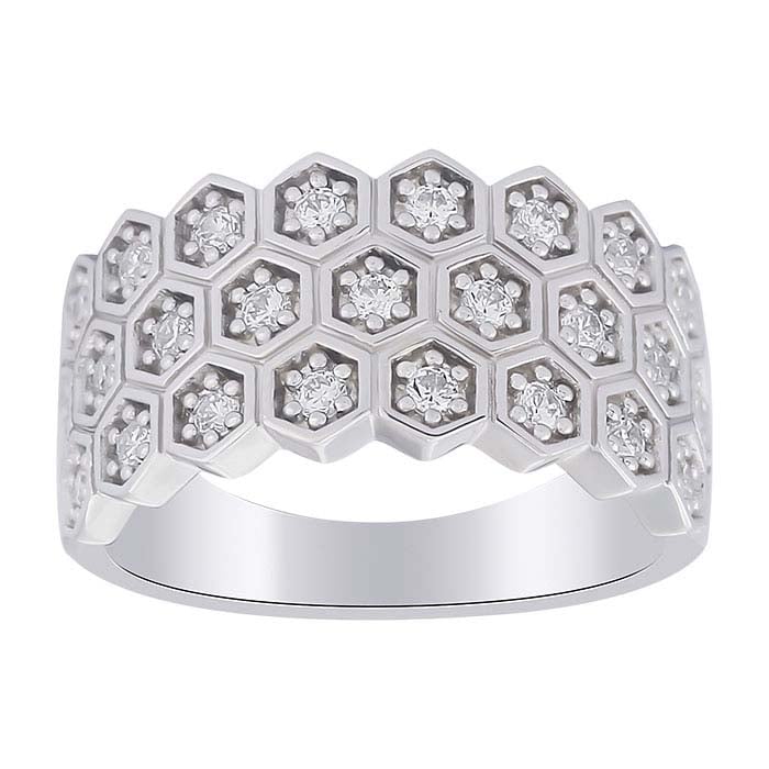 Lab-Grown Diamond-Set Three-Row Ring