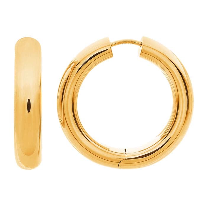 Sterling Silver Yellow Gold-Plated 6mm Hoop Earrings