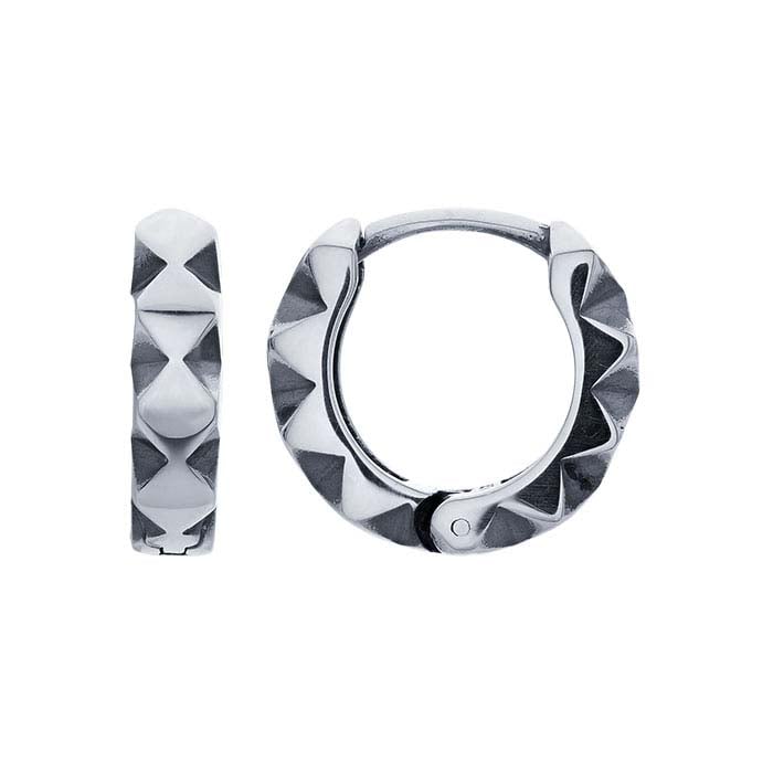 Sterling Silver Diamond-Cut Huggie Hoop Earrings