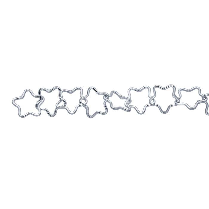 Sterling Silver 8mm Flat Star Link Chain, By the Foot