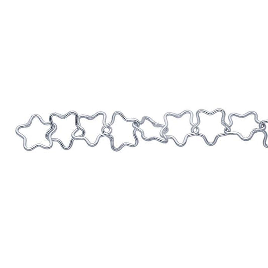 Sterling Silver 8mm Flat Star Link Chain, By the Foot