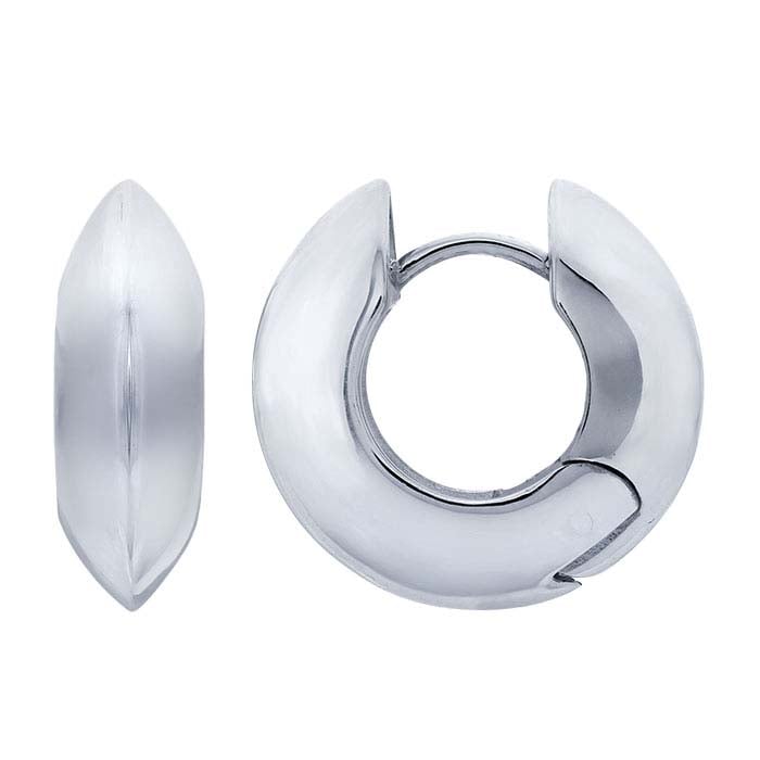 Sterling Silver 15.5mm Beveled Hoop Earrings