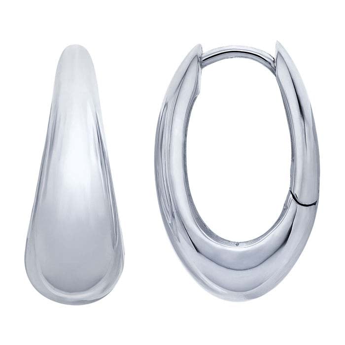 Sterling Silver 18.5 x Elongated Hoop Earrings