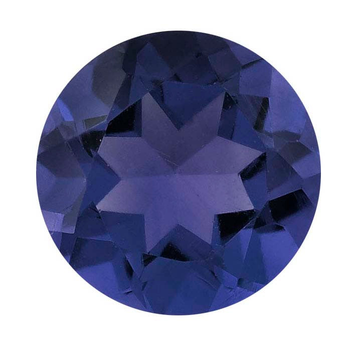 Iolite 5 mm rund fasettslipt edelsten, AA-kvalitet