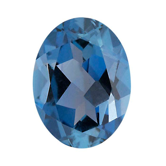 London-Blue Topaz 8 x 6mm Oval Faceted Gemstone, AA-Grade