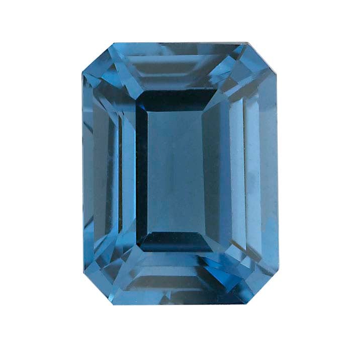 London-Blue Topaz 10 x 8mm Emerald-Cut Faceted Gemstone, AA-Grade