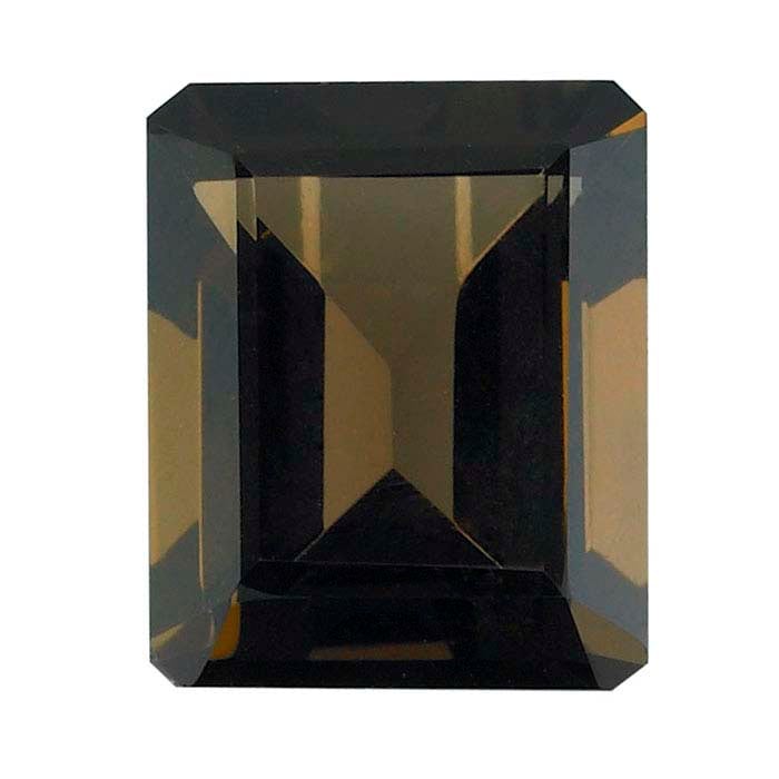Smoky Quartz 12 x 10mm Emerald-Cut Faceted Gemstone, AA-Grade
