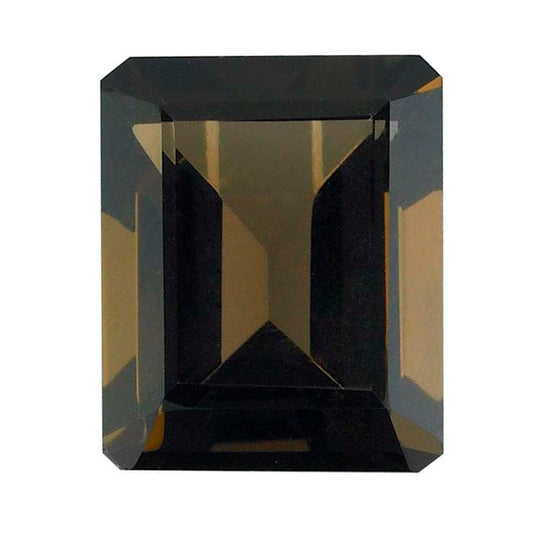 Smoky Quartz 12 x 10mm Emerald-Cut Faceted Gemstone, AA-Grade