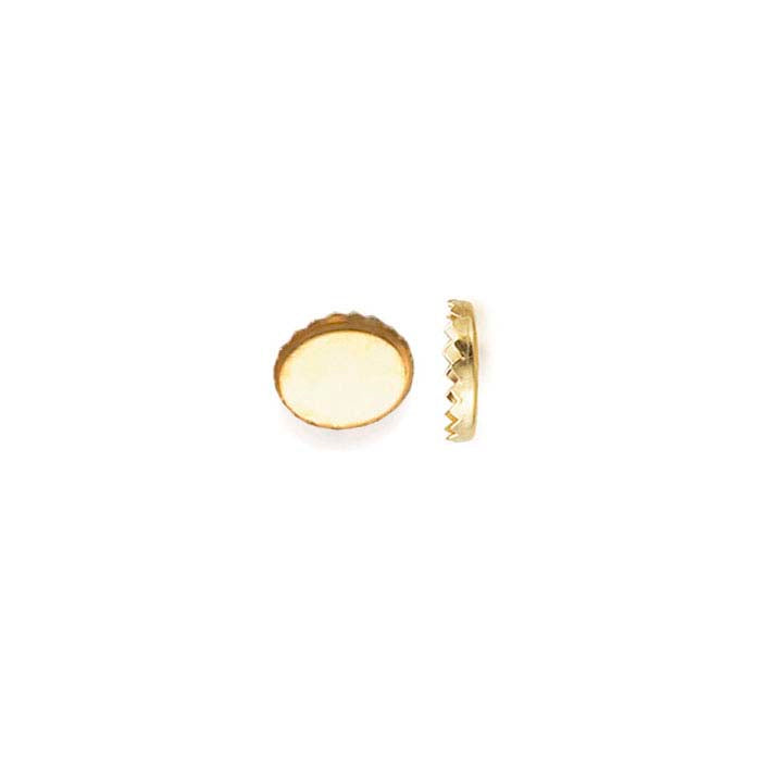 14K gult gull 6 x 4 mm oval serratert bezel-koppinnfatning