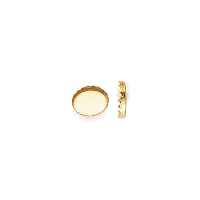 14K Keltakulta 8 x 6 mm Soikea Sahalaitainen Kehyskupukiinnitys