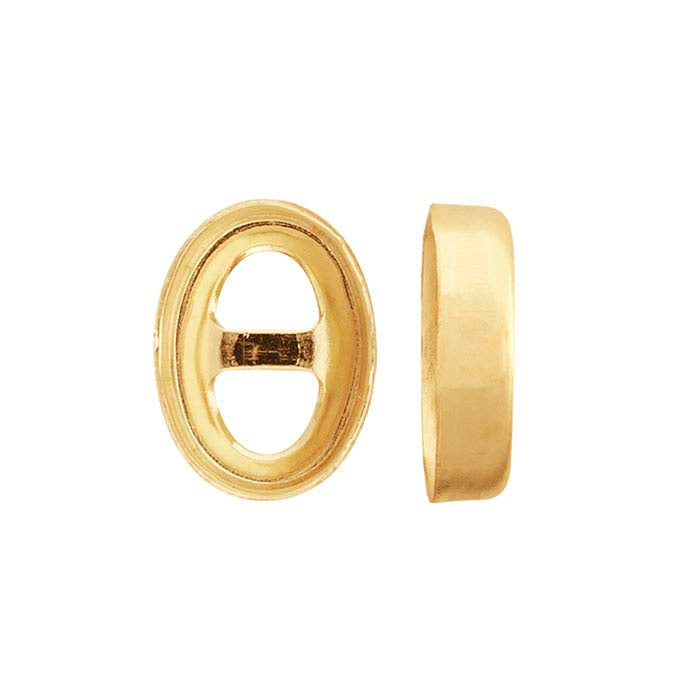 14K Geltono Aukso 7 x 5 mm Ovalo Formos Bezelio Tipo Apvalkalas