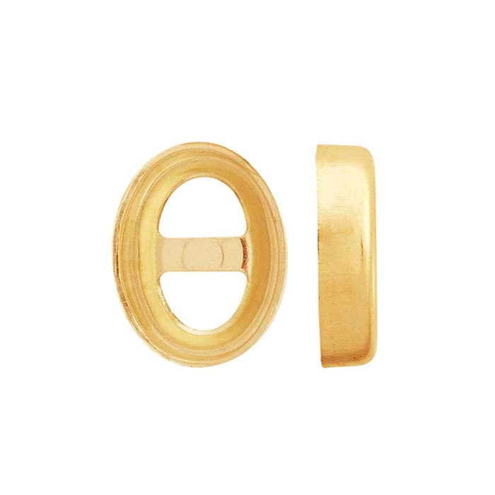 14K Keltakulta 8 x 6 mm Soikea Kehyskupukiinnitys