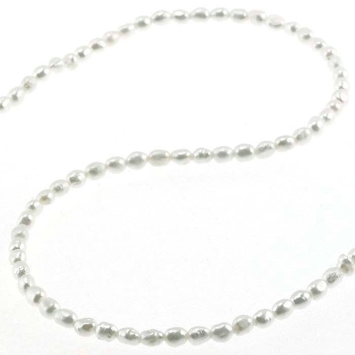 Freshwater Cultured 4–4.5mm Rice-Shaped Pearl Strand, White, A-Grade