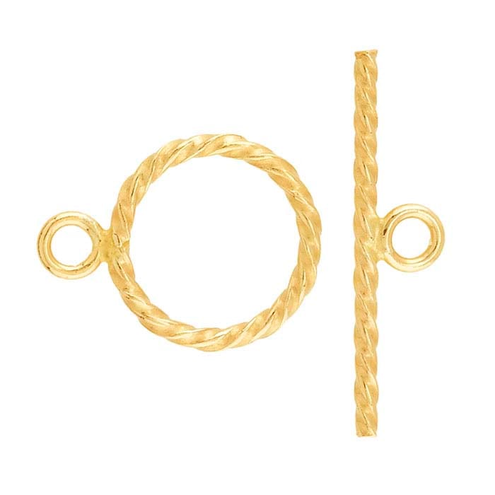 14/20 Yellow Gold-Filled Twist Flat-End Toggle Clasp