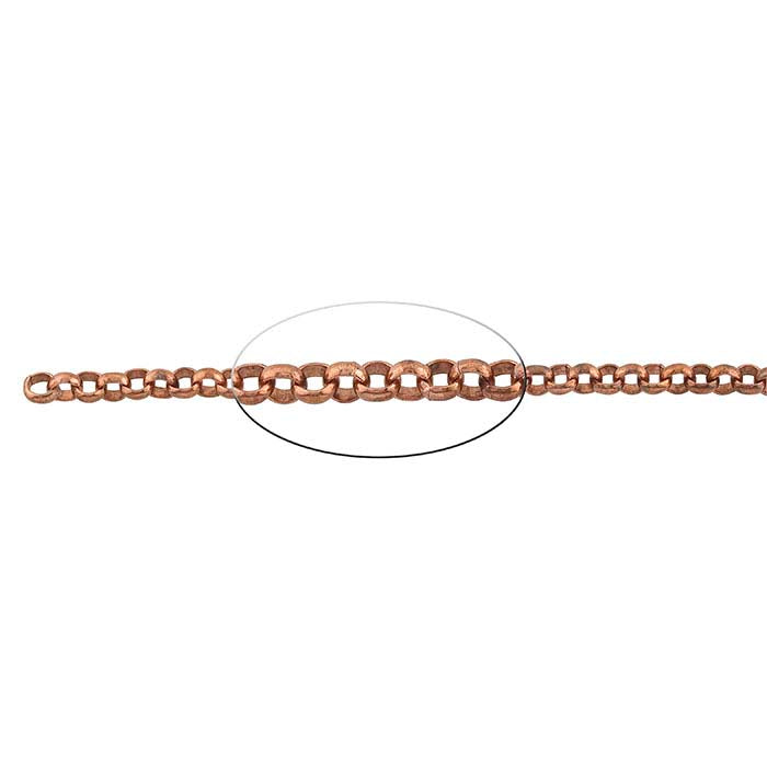 Kobber 4,5 mm Rolo-kjede, 6,1 m. Spole
