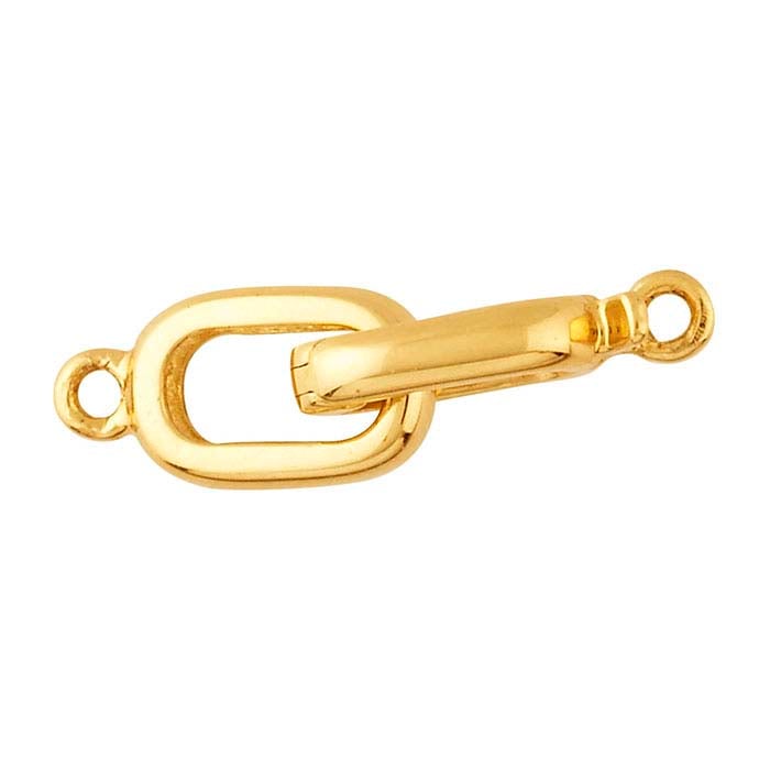 14K Gult Guld 19,2 x 5,7 mm Oval Ledad Hake- och Ögla Låsning