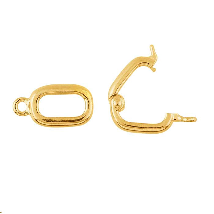 14K Gult Guld 19,2 x 5,7 mm Oval Ledad Hake- och Ögla Låsning