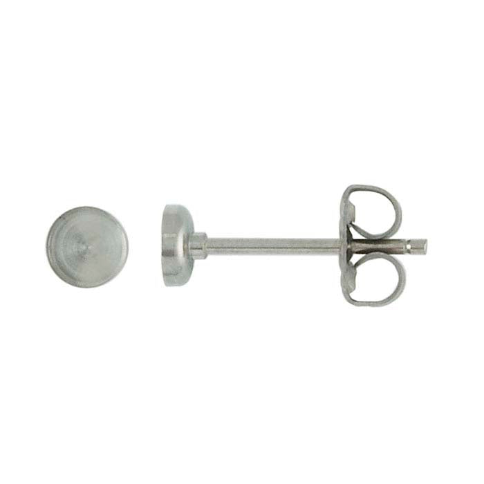 Titanium 4mm Round Cabochon Post Earring Mounting