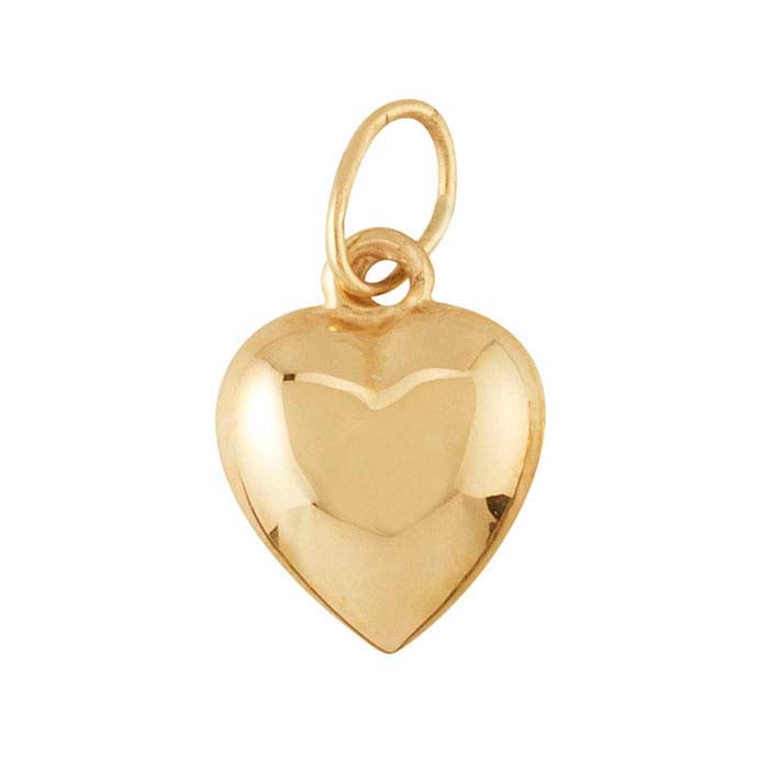 14K Yellow Gold Puffed Heart Charm