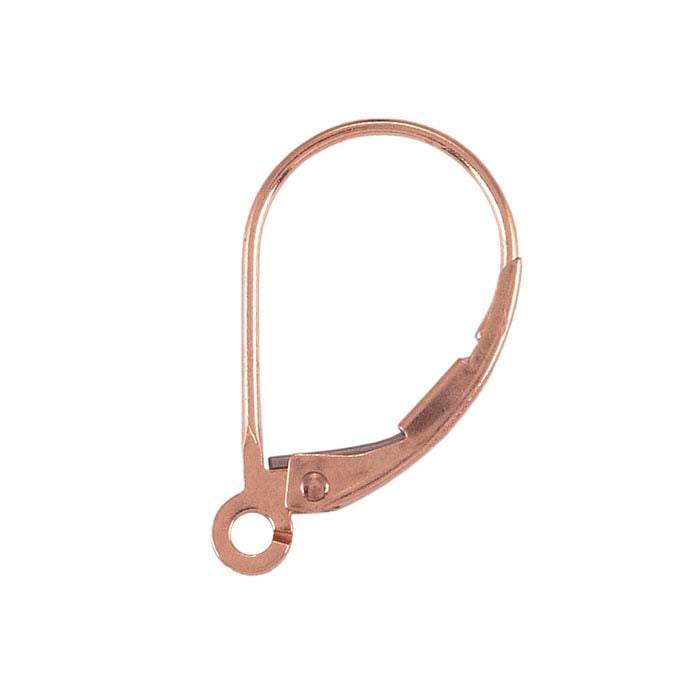 14K Rose Gold Lever-Back Ear Wire with Open Ring