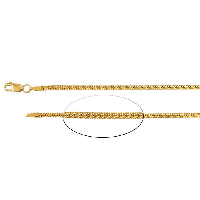 14/20 Gelbgold gefüllte 2 mm gesäumte Schlangenkette