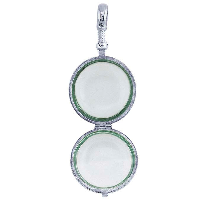 Brass Silver-Plated Round Glass Locket Pendant