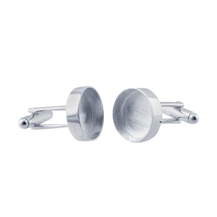 Messinki hopeoitu 16 mm pyöreä cabochon-mansetinappi kiinnitys