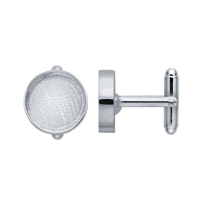 Messinki hopeoitu 16 mm pyöreä cabochon-mansetinappi kiinnitys
