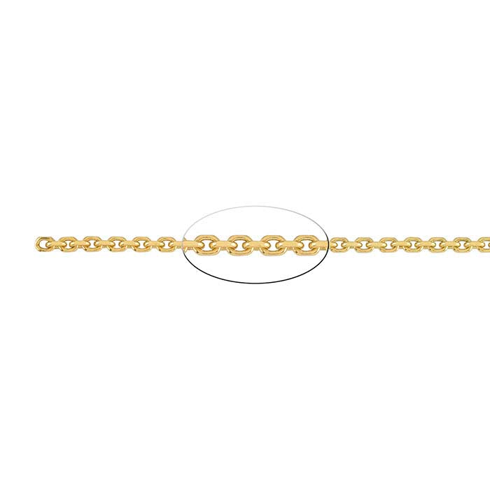 14K Geltono Aukso 2,5 mm Deimantiniu Pjūviu Ovalo Formos Kabelinė Grandinėlė, Už Colį