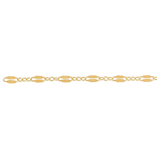 14/20 Yellow Gold-Filled 2.4mm Dapped Long & Short Chain, By the Foot