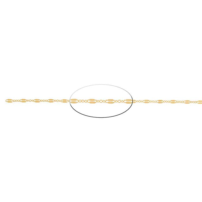 14/20 Yellow Gold-Filled 2.4mm Dapped Long & Short Chain, By the Foot