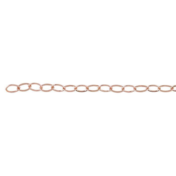 14/20 Rose Gold-Filled 2.7mm Flat Oval Cable Chain, By the Foot
