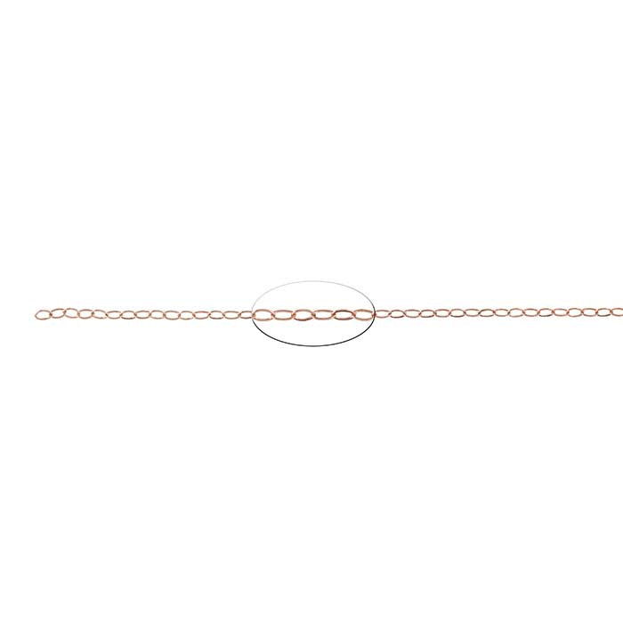 14/20 Rose Gold-Filled 2.7mm Flat Oval Cable Chain, By the Foot
