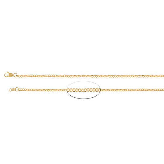 14K Yellow Gold 2.3mm Round Rolo Chain