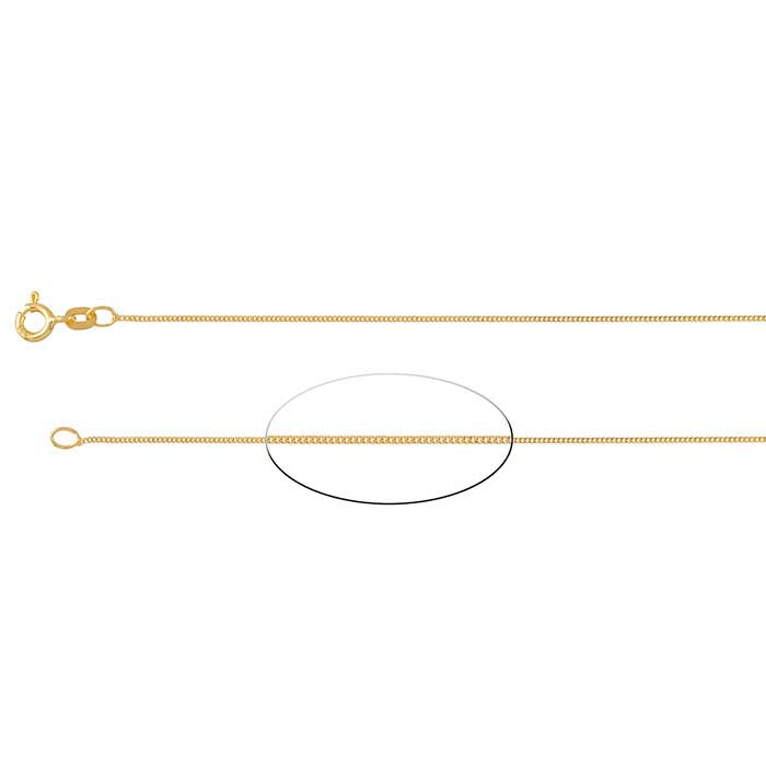 14K Yellow Gold 0.7mm Extra-Fine Diamond-Cut Curb Chain