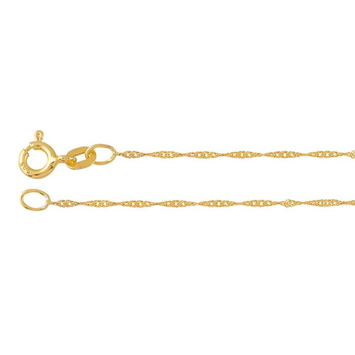 14K Yellow Gold 1mm Diamond-Cut Singapore Chain