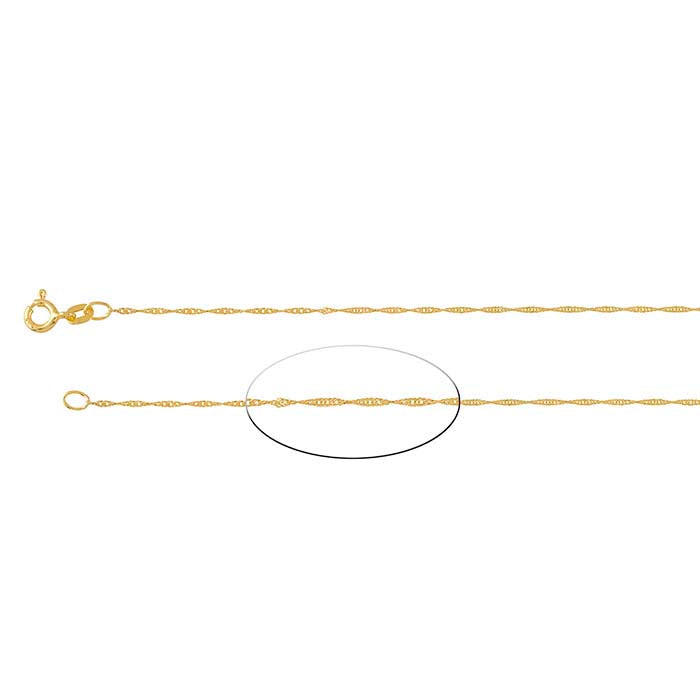 14K Yellow Gold 1mm Diamond-Cut Singapore Chain