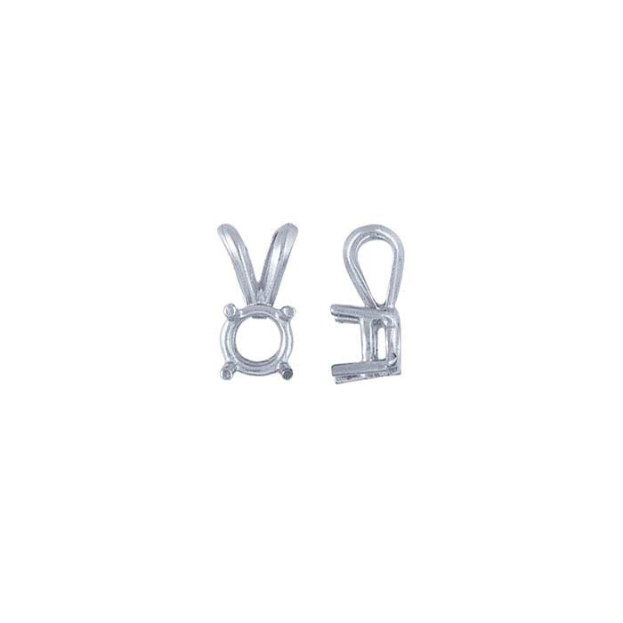 14K White Gold 5mm Round Basket Pendant Mounting