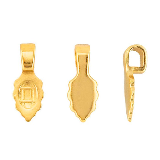 Base in metallo con gancio a foglia placcato in oro giallo 18K da incollare