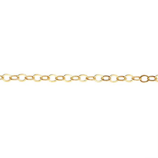 14/20 Yellow Gold-Filled 1.5mm Flat Oval Cable Chain, 3.05 m. Spool