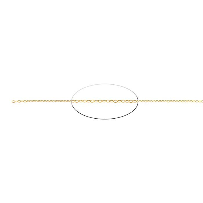 14/20 Guldfyldt 1,5 mm flad oval kabelkæde, pr. fod