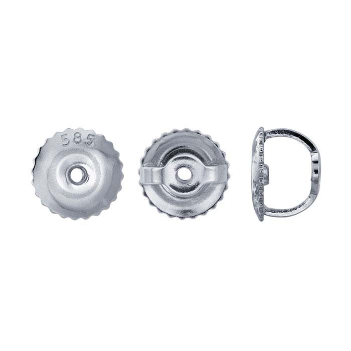 14K White Gold Rhodium-Plated 5.8mm Threaded Ear Nut