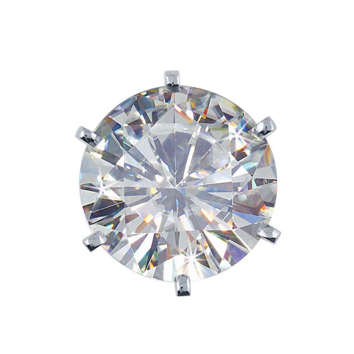 14K White Gold 3.7mm Round Tall 6-Prong Setting with Peg
