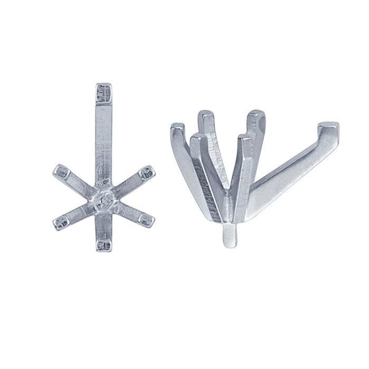 14K Białe Złoto 8 x 5mm Gruszka Oprawa 6-łapkowa z Kołkiem