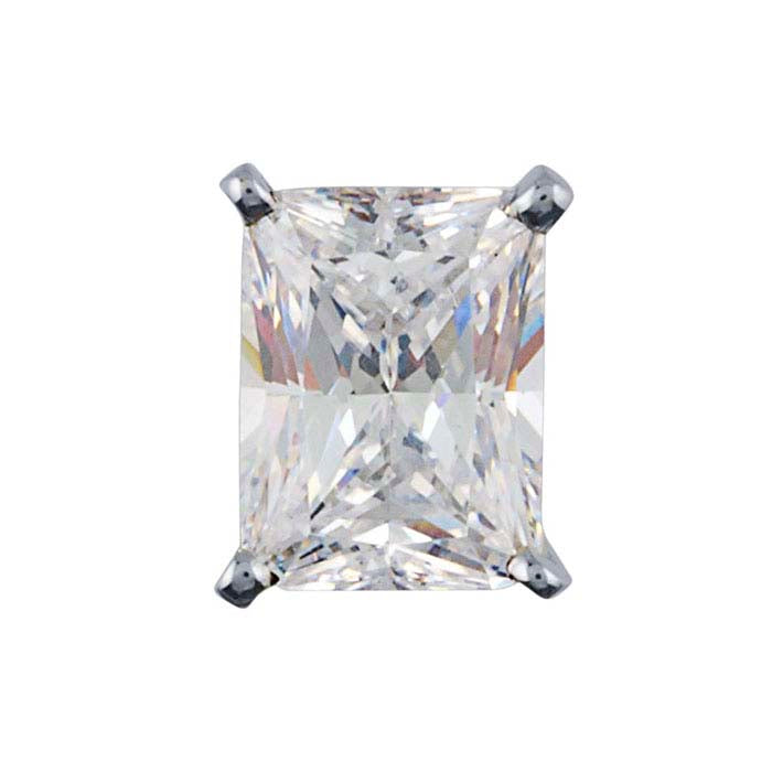 14K White Gold 8 x 6mm Emerald-Cut 4-Prong Setting with Peg